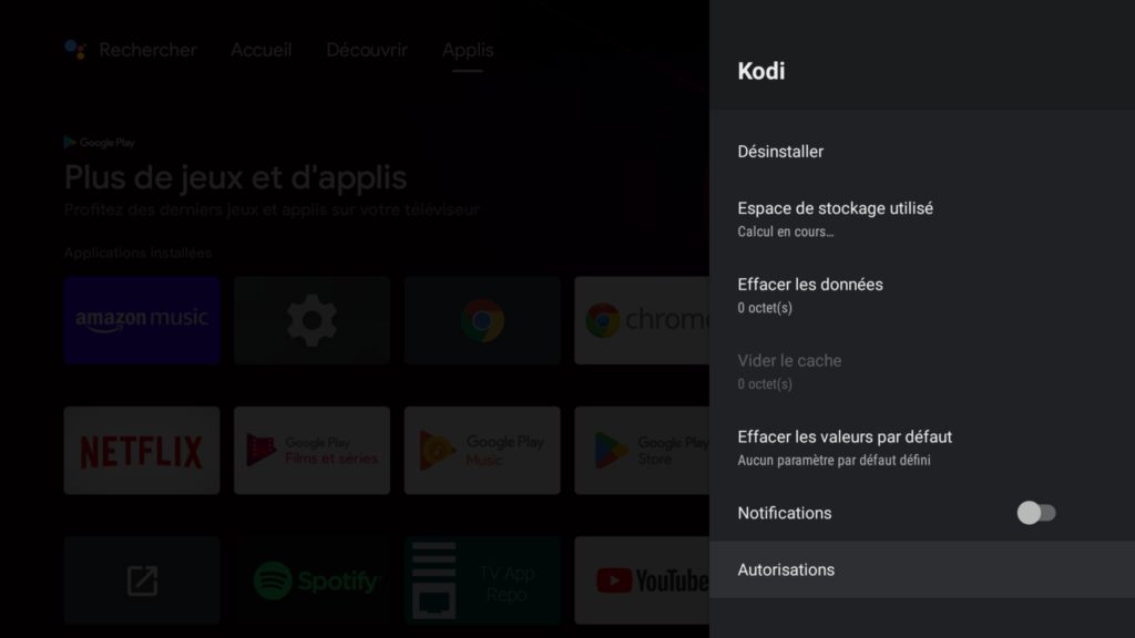 menu KODI Android